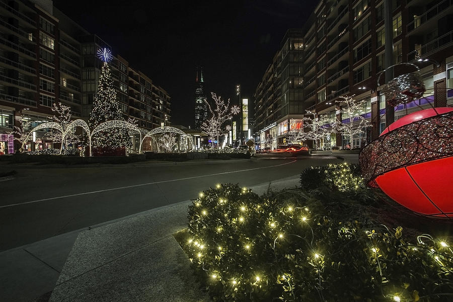 xmas display with Willis Tower in the background Photograph by Sven Brogren