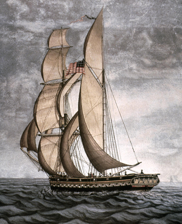 Yacht, 1816 Painting by Granger