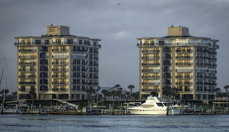 Yacht and Condo Photograph by Dorothy Cunningham