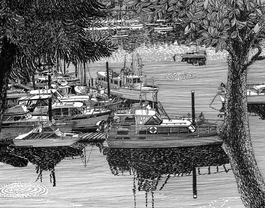Quartermaster Harbor Vashon Island  Drawing by Jack Pumphrey