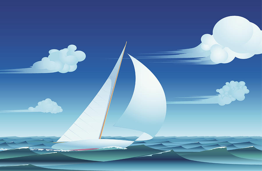 Yacht Sailing Drawing by Romanmoris