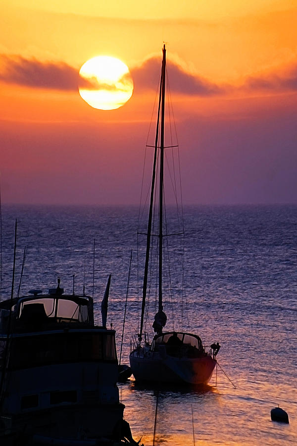 Yacht Sunrise Off Catalina Island Photograph
