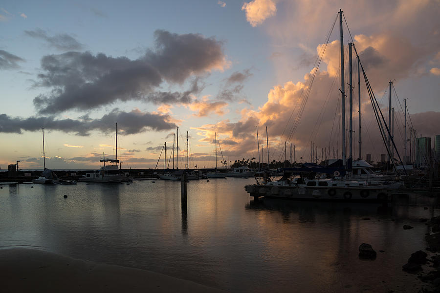 Yachts and Clouds - Waikiki Honolulu Hawaii Photograph by Georgia Mizuleva