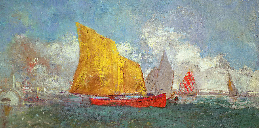 Odilon Redon Painting - Yachts in a Bay by Odilon Redon
