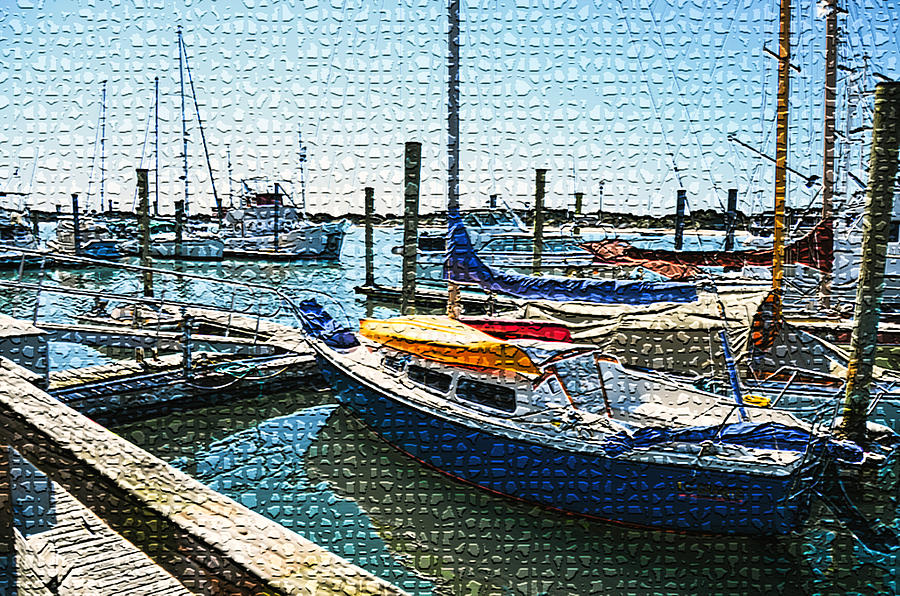Yachts in a port 2 Painting by Jeelan Clark