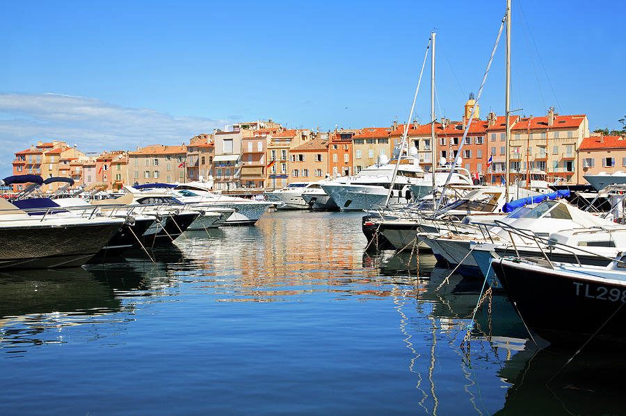 Yachts In St Tropez Harbour by Tony Burns