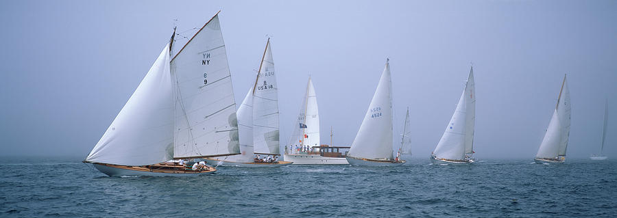 Color Image Photograph - Yachts Racing In The Ocean, Annual by Panoramic Images