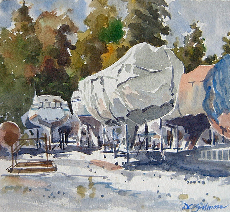 Yachts Under Wrap Painting by David Gilmore