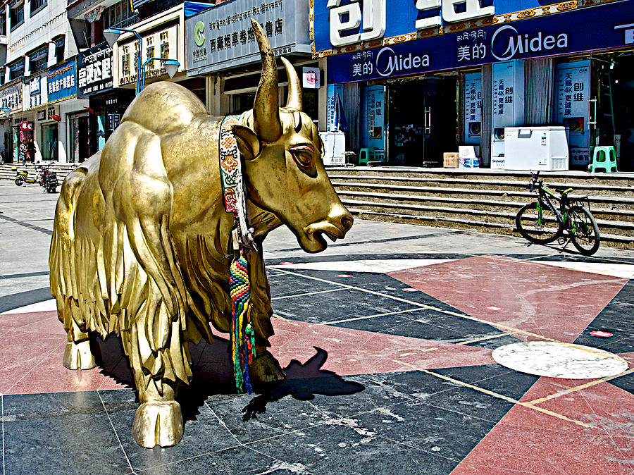 Yak Photograph - Yak Sculpture in Lhasa-Tibet     by Ruth Hager