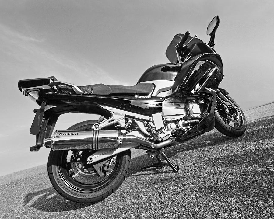 Yamaha FJR 1300 in Black and White Photograph by Gill Billington