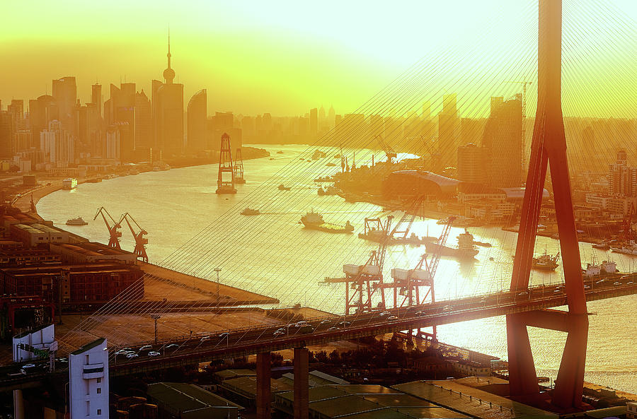 Yangpu Bridge Over Huangpu Rive Photograph by Blackstation