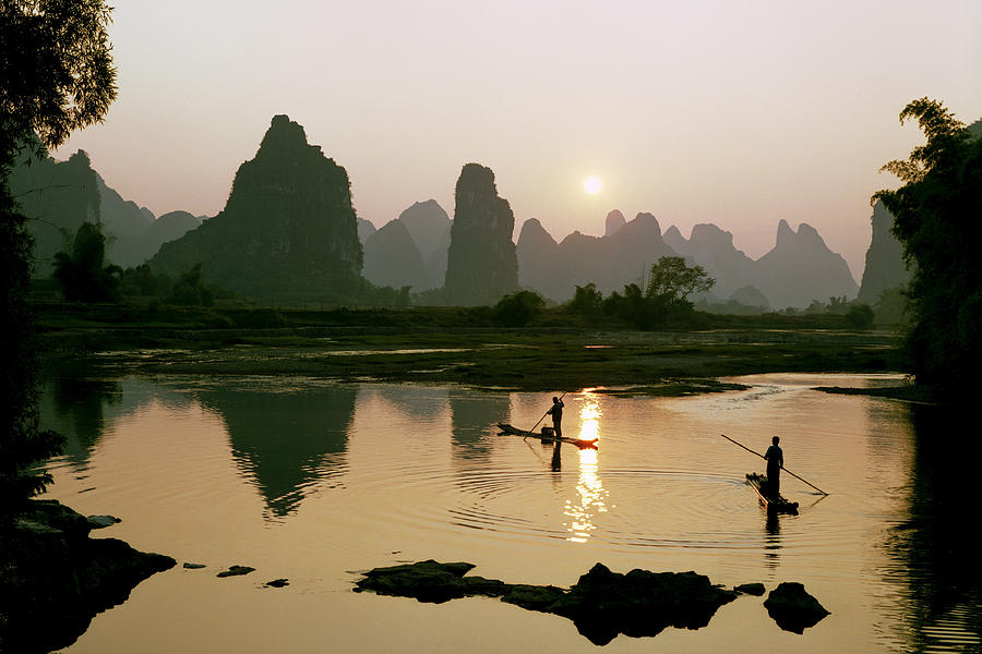 Yangshuo Li River in sunset Photograph by King Wu - Fine Art America