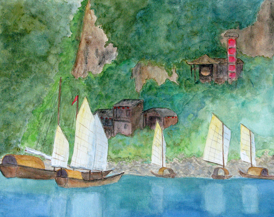 Yangtze Boats Painting by Patricia Beebe