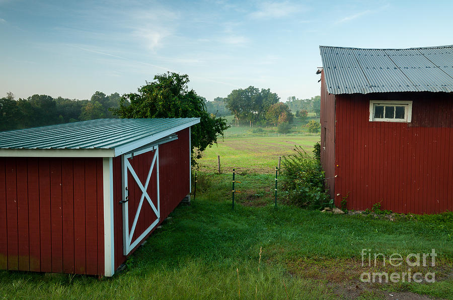 Yankee Farmlands No 10 - Red Barns Beside a Pasture Photograph by JG Coleman