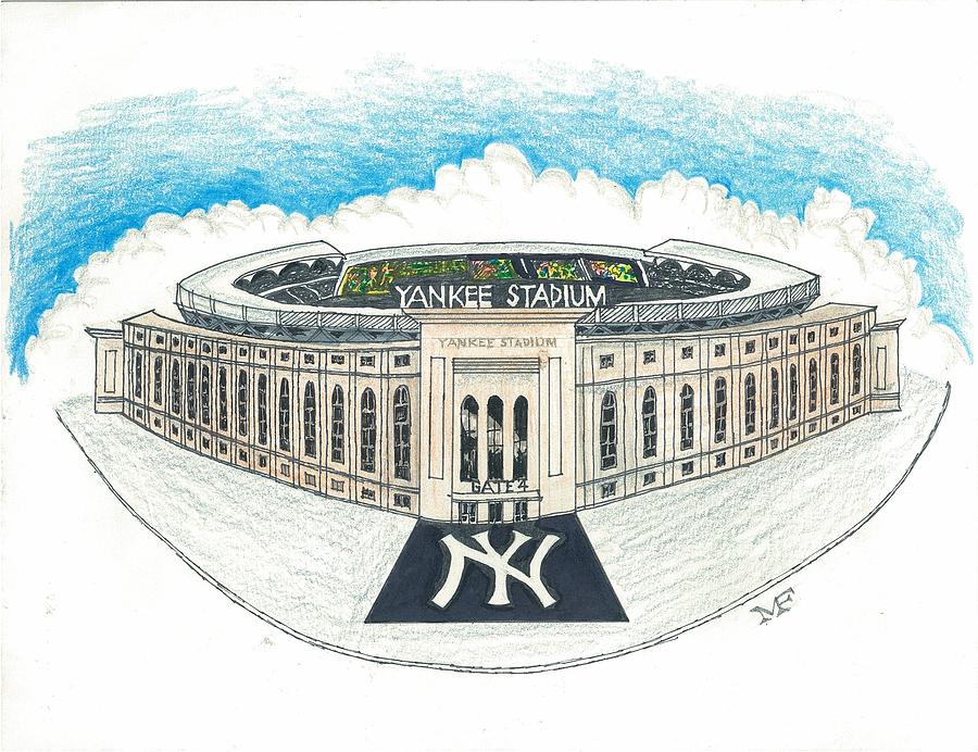 Yankee Stadium Drawing by Marty Fuller Fine Art America
