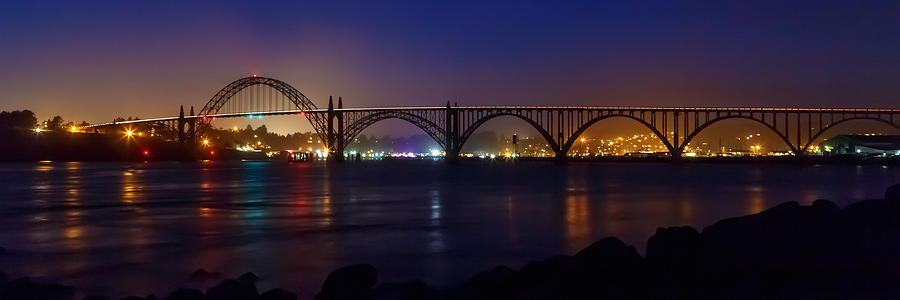 Bridge Photograph - Yaquina Bay Bridge At Night by James Eddy