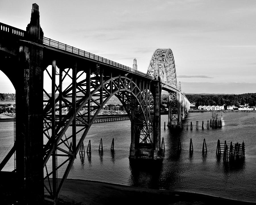 Black And White Photograph - Yaquina Bay Bridge by Benjamin Yeager