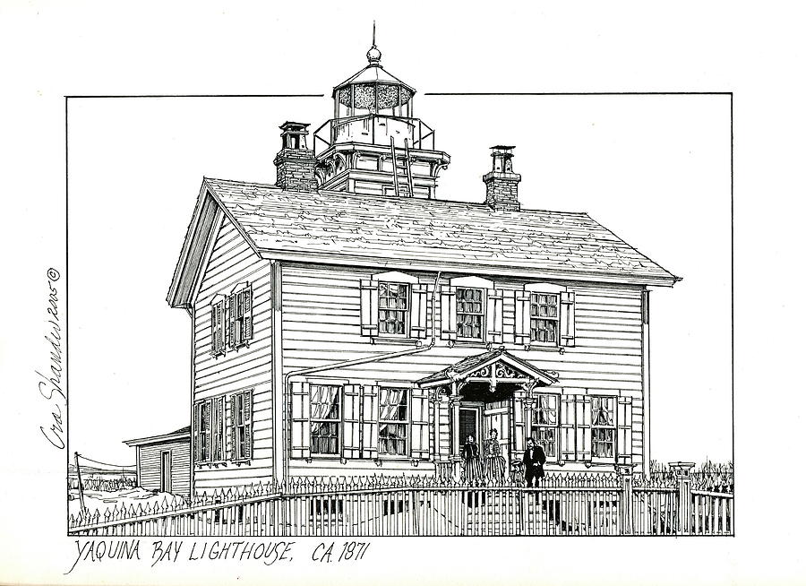 Yaquina Bay Lighthouse Drawing by Ira Shander