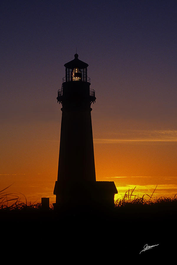Yaquina Head Light at Sunset Photograph by Phil Jensen