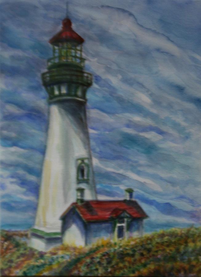 Yaquina Head Lighthouse Original Painting Painting by Quin Sweetman