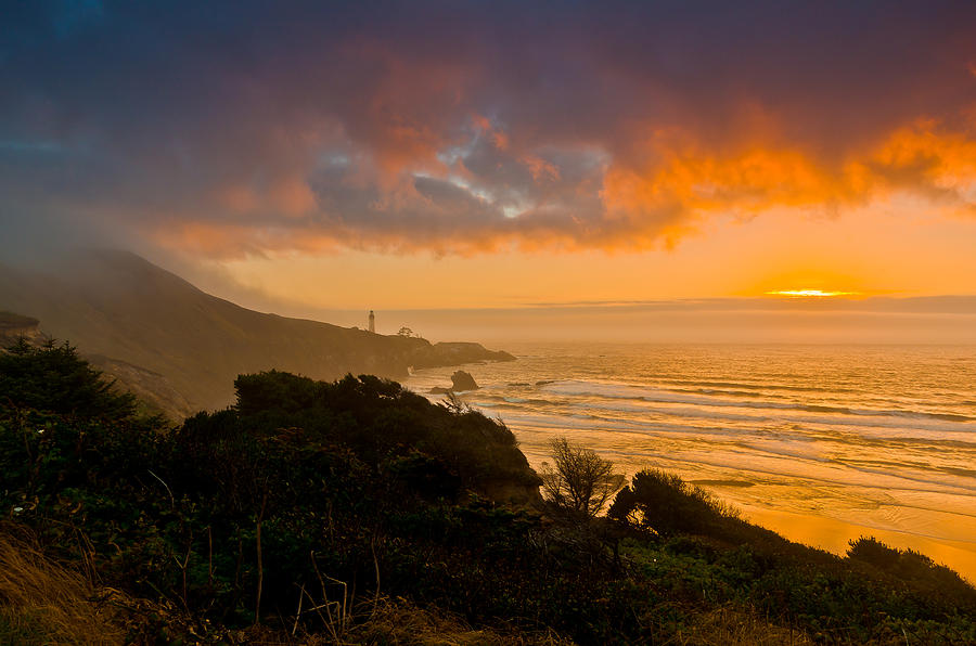 Yaquina Head Lighthouse sunset. Photograph by Ulrich Burkhalter