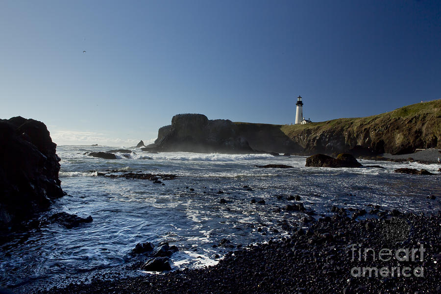 Yaquina Lighthouse and Beach No 1 Photograph by Belinda Greb