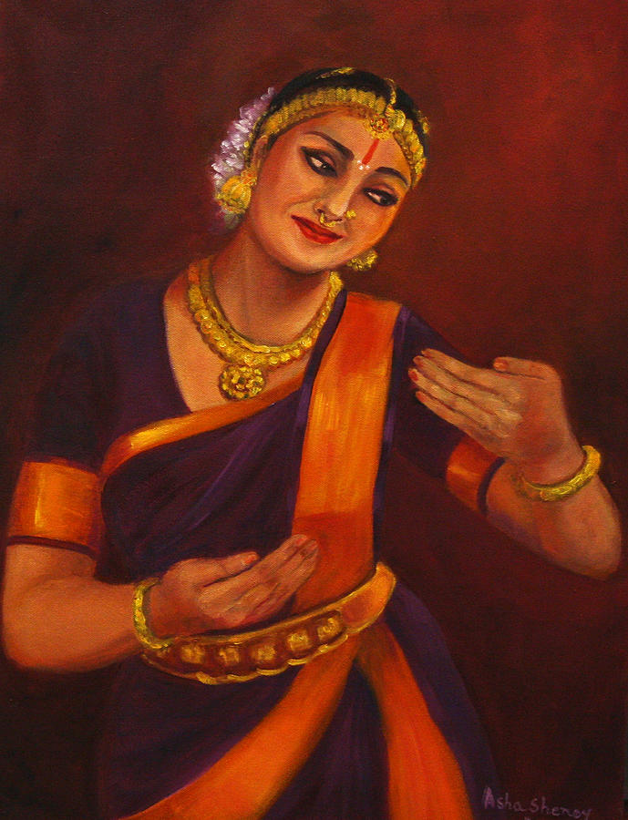 Yasodha admiring baby Krishna Painting by Asha Sudhaker Shenoy