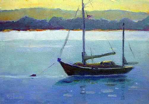Essex Painting - Yawl on Connecticut River by Ken Shuey