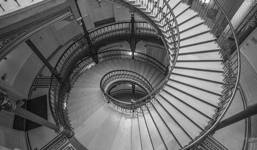 Ybl Palace Spiral Staircase 2 Photograph by Judith Barath