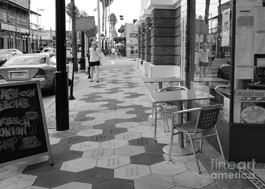 Ybor City Sidewalk - Black and White Photograph by Carol Groenen
