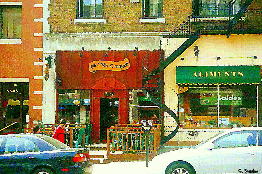 Ye Olde Orchard Pub Paintings Of Monkland Village West End Montreal Art Bistro Carole Spandau  Painting by Carole Spandau