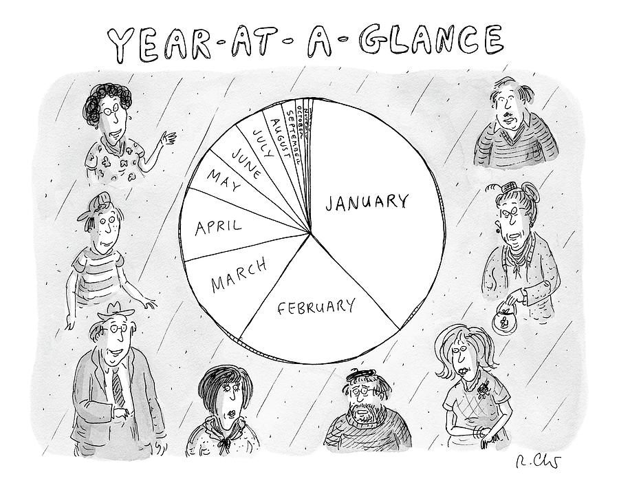 Year At A Glance--a Pie Chart Of The Months Drawing by Roz Chast