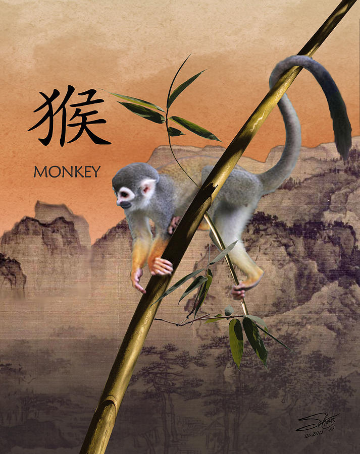 Monkey Digital Art - Year of the Monkey by M Spadecaller