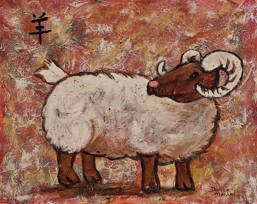 Sheep Painting - Year of The Ram  by Darice Machel McGuire