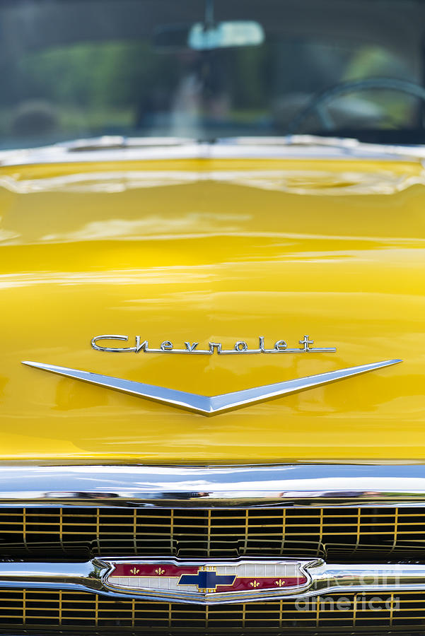 Car Photograph - Yellow 1957 Chevrolet  by Tim Gainey