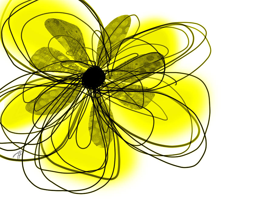 Yellow Abstract Flower Art  Digital Art by Ann Powell