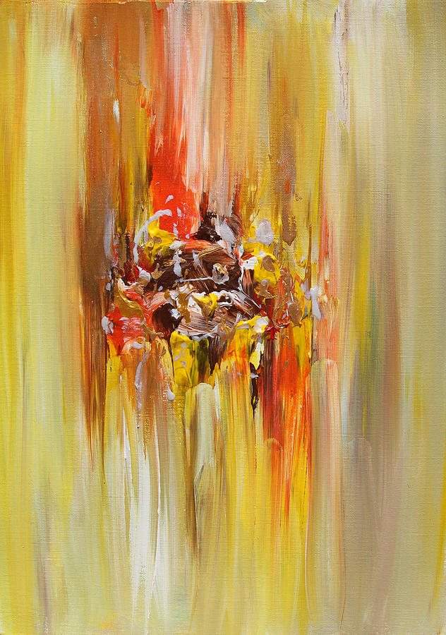 Abstract Painting - Yellow Abstract Landscape by Julia Apostolova 