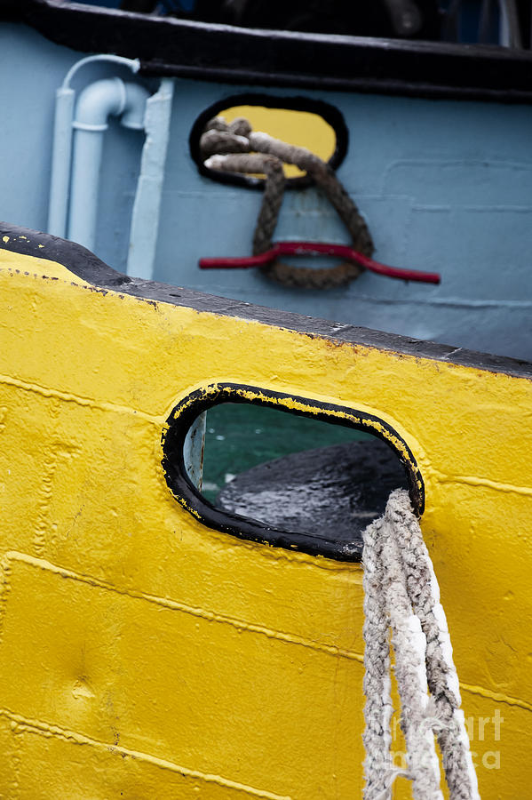 Abstract Photograph - Yellow And Blue Boat by Agnieszka Kubica