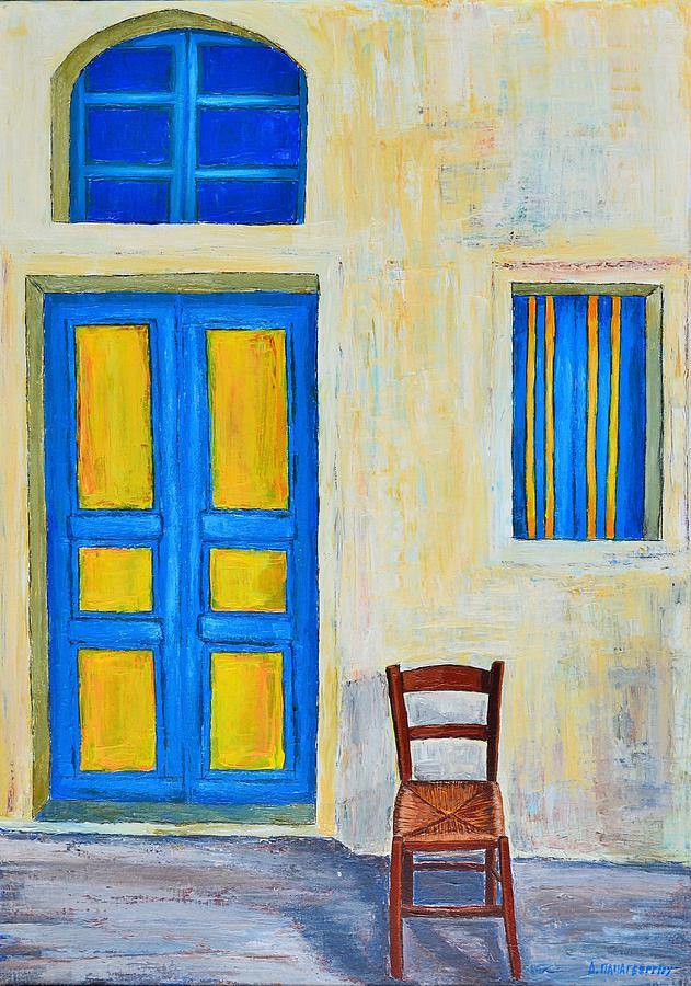Greek Painting - Yellow and blue by Dimitra Papageorgiou