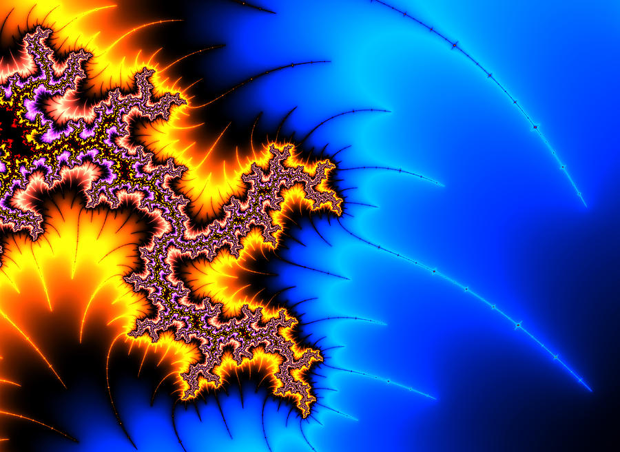 Yellow and blue fractal artwork Digital Art by Matthias Hauser