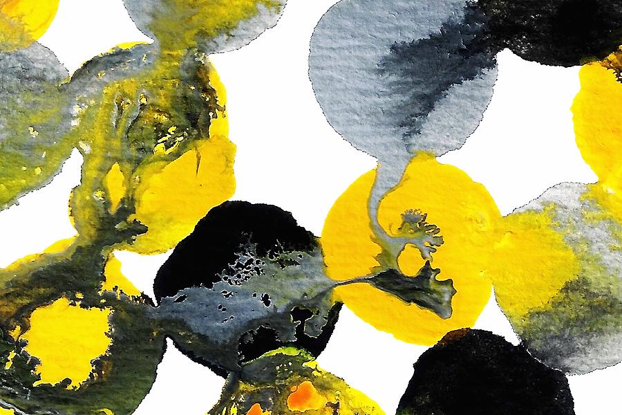 Abstract Painting - Yellow and Gray Interactions 3 by Amy Vangsgard