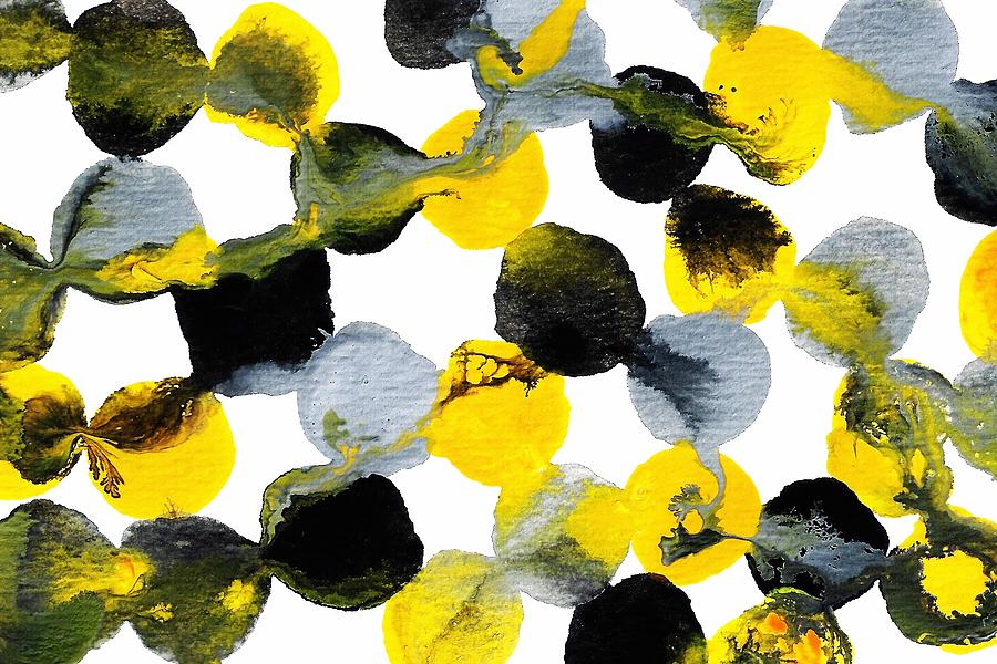 Abstract Painting - Yellow and Gray Interactions 6 by Amy Vangsgard