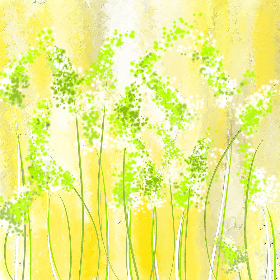 Yellow And Green Art Painting by Lourry Legarde