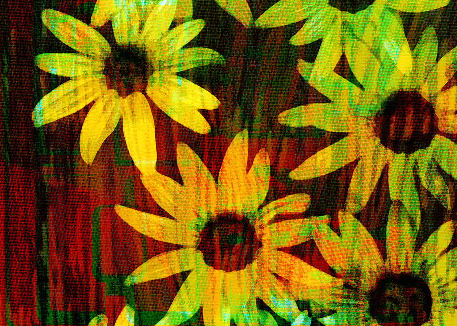 Yellow and Green Daisy Design Digital Art by Ann Powell