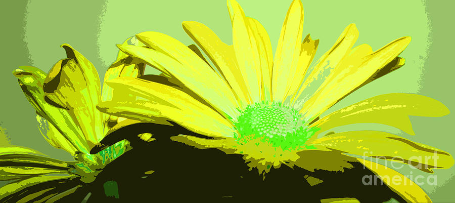Flower Digital Art - Yellow and Green Wild Flower Design by Adri Turner