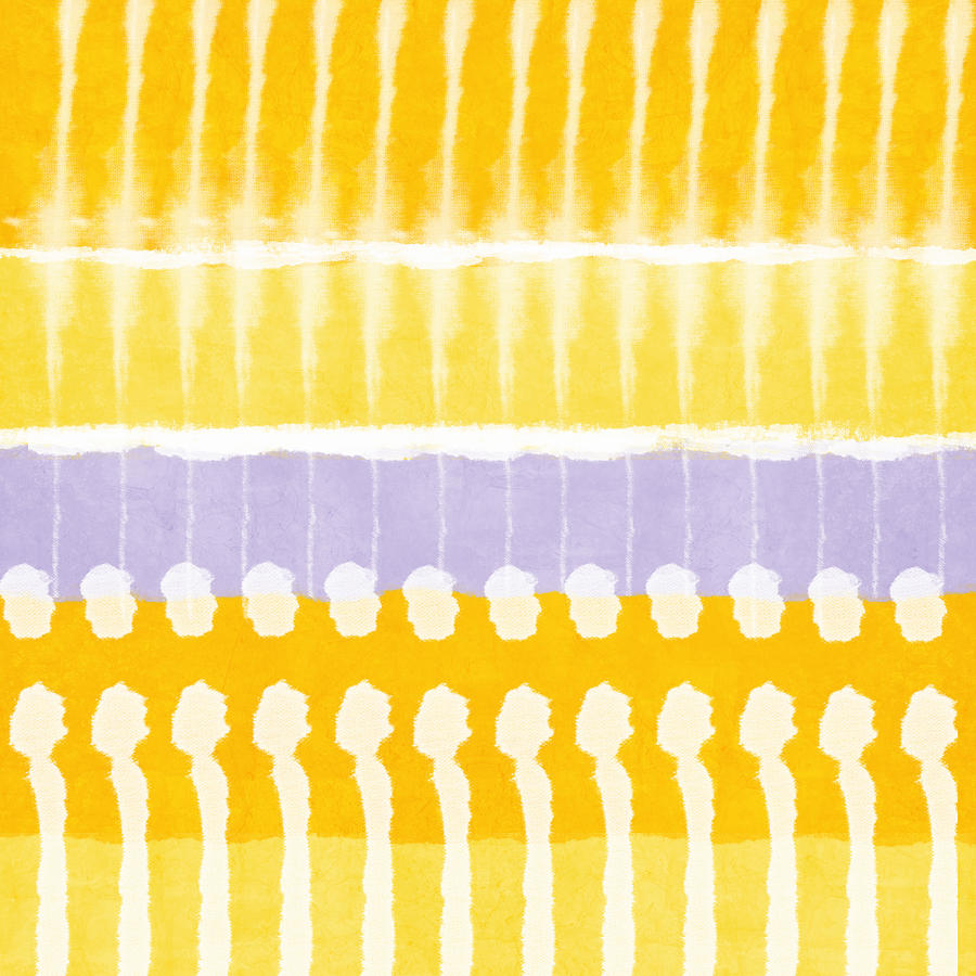 Yellow and Grey Tie Dye Painting by Linda Woods