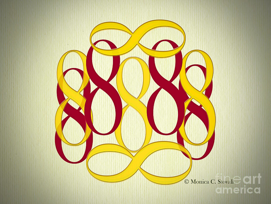 Yellow and Maroon 8s Digital Art by Monica C Stovall