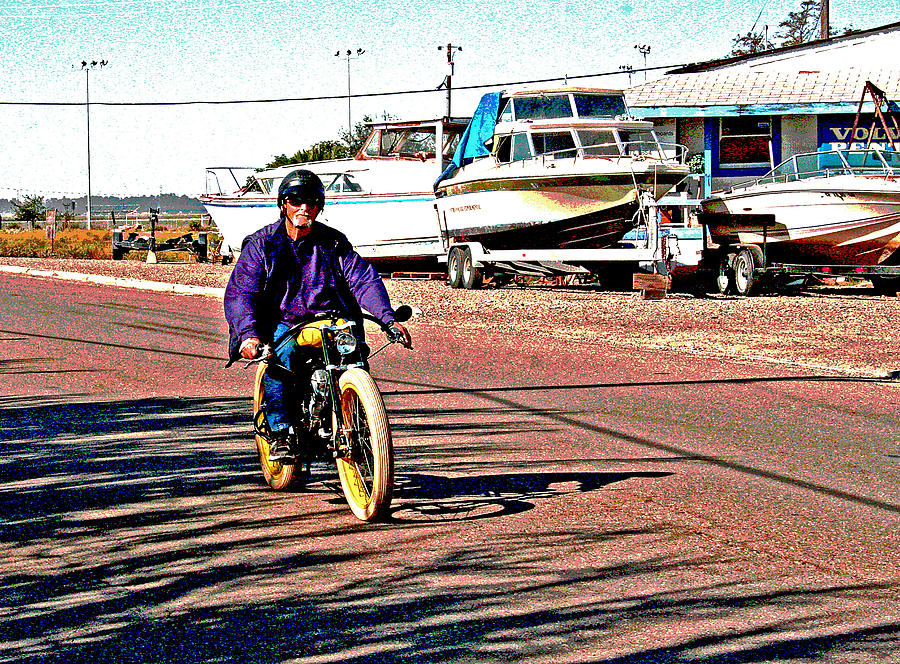 Whizzer Photograph - Yellow and Purple Whiz Rider by Joseph Coulombe