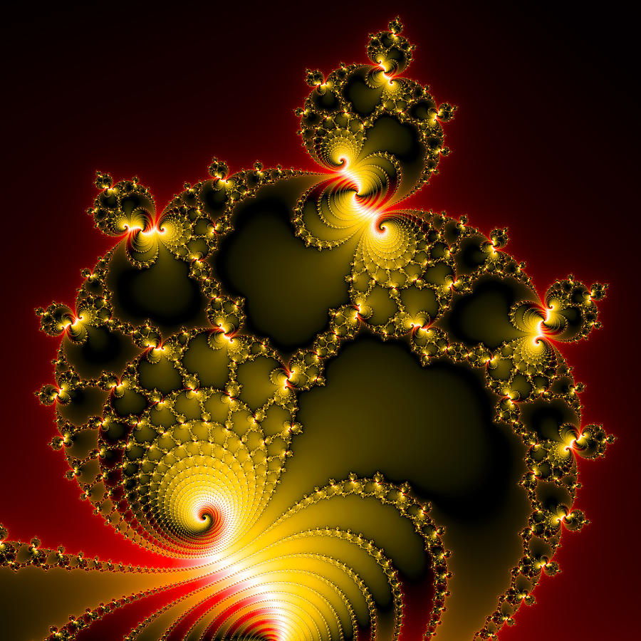 Yellow and red abstract fractal art square format Digital Art by Matthias Hauser