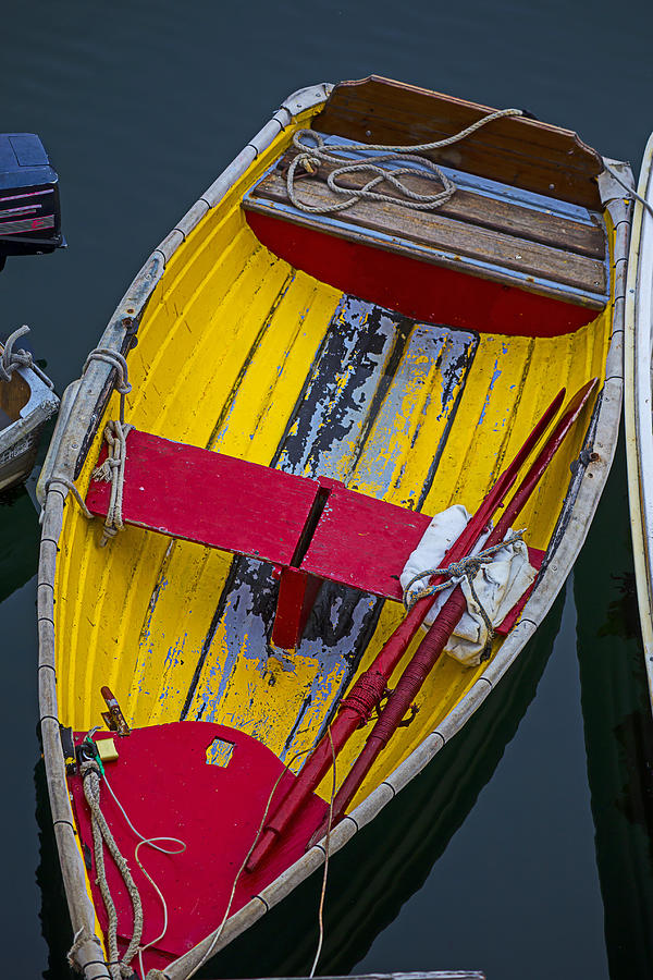 Boat Photograph - Yellow and red boat by Garry Gay